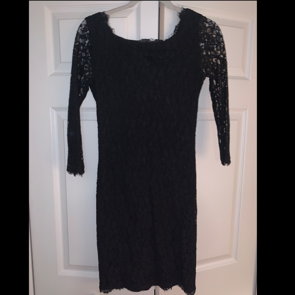 Diane Von Furstenberg Black Lace Dress, Size 2